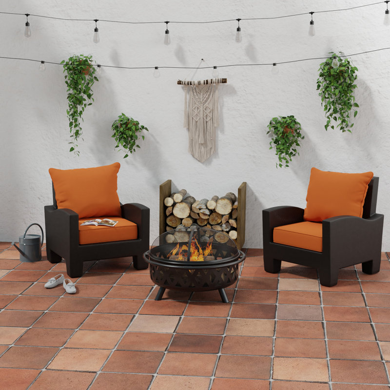 24" x 26.5" Outdoor Deep Seat Chair Cushion Set with Welt, Canvas Rust