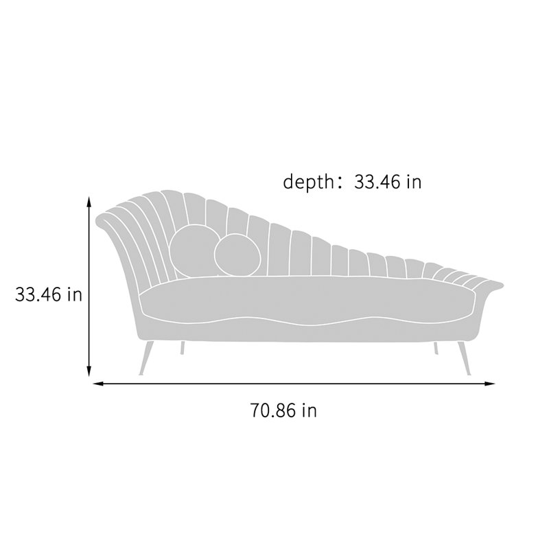 Élégante méridienne incurvée et confortable, Atrovirens, Orienté à gauche (vu de face)