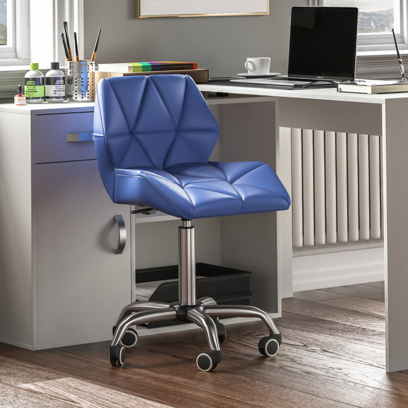 Muskoka Swivel Desk Chair Faux Leather With Adjustable Height, UKFR Certified, Blue