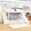 Lit superposé simple au-dessus de double en bois avec escalier de rangement, glissade, garde-robe-251113382