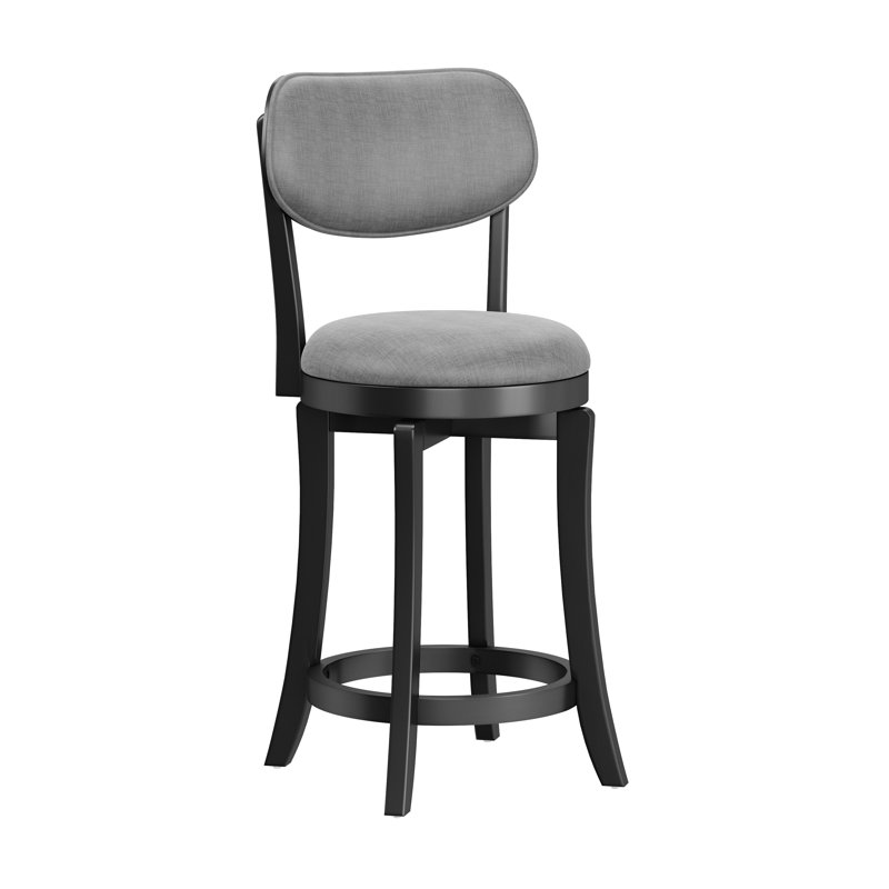 Neriah Swivel Upholstered Counter Stool, Black , Counter Stool (26" Seat Height)
