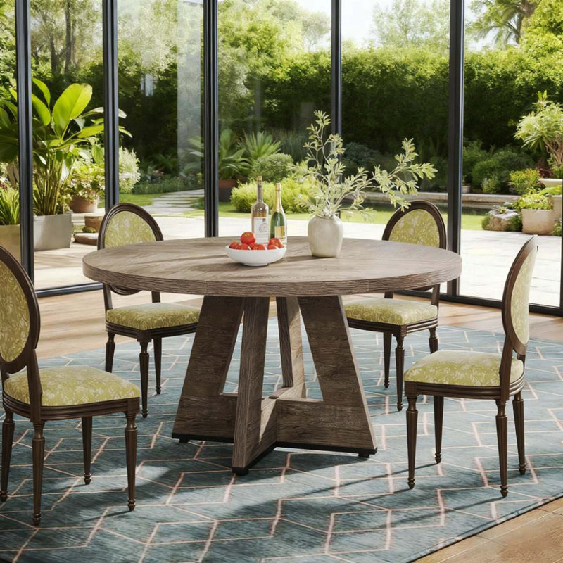 Table de salle à manger ronde en bois massif de 47 pouces pour un usage domestique