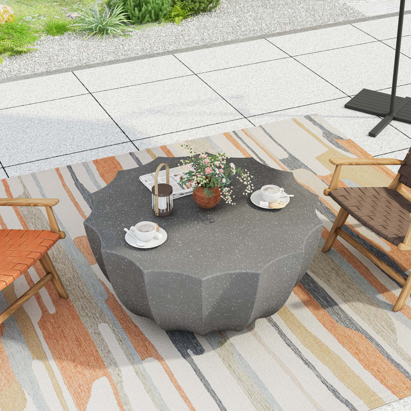 Table basse d'extérieur imperméable élégante 35,43 po, Gris
