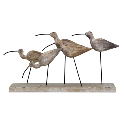 Statue en bois / métal Donika Birds L 13 po x H 7 po