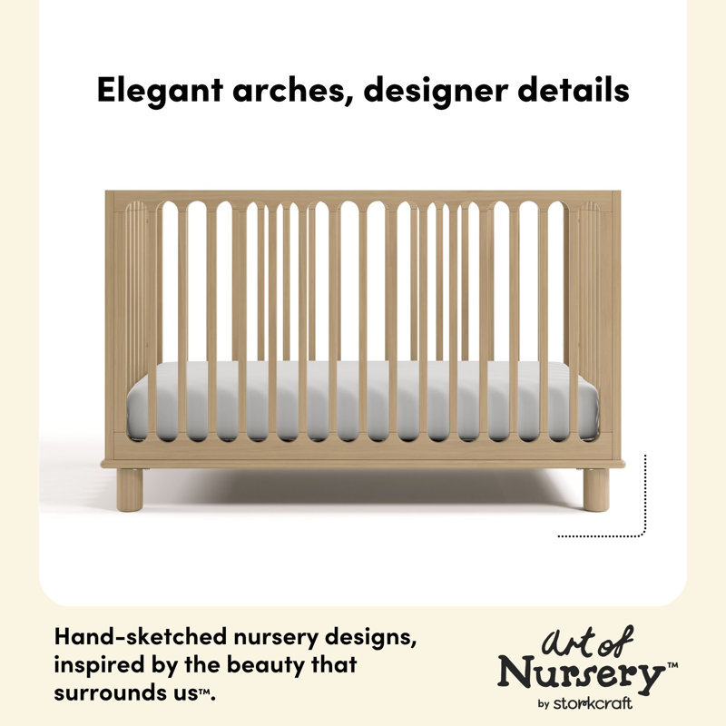 Sicily Deluxe 3-In-1 Convertible Crib With Bonus Toddler Guardrail, Driftwood, Crib