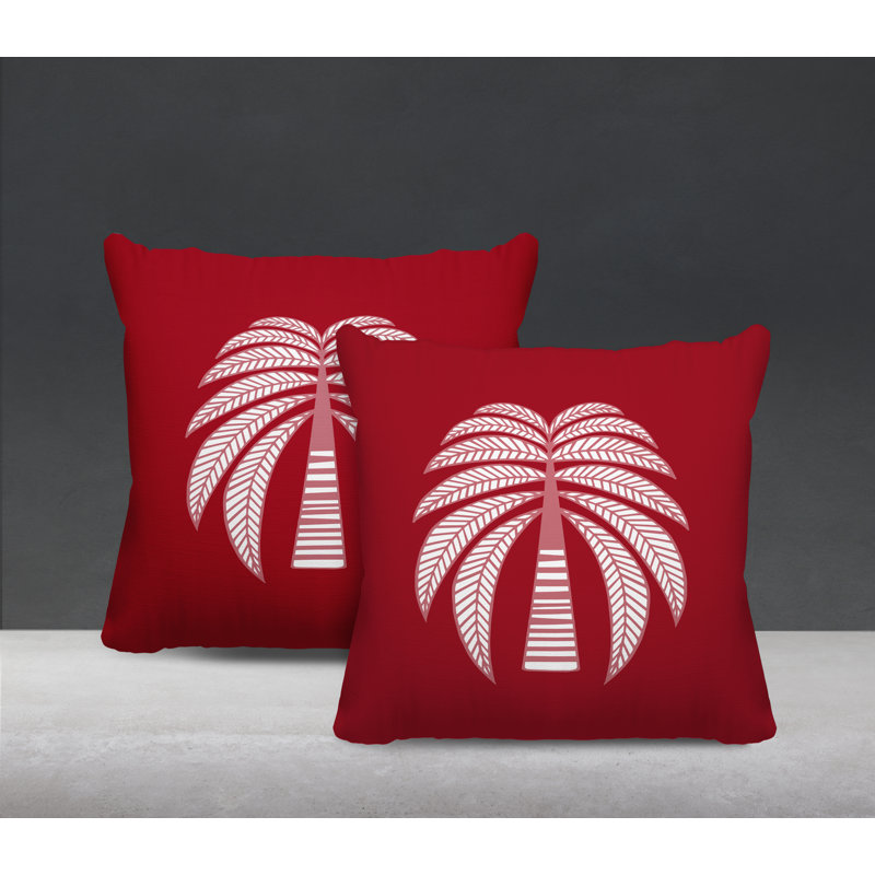 Housse et insert de coussin décoratif intérieur / extérieur en mélange de polyester, L 17 po x H 17 po, Rouge