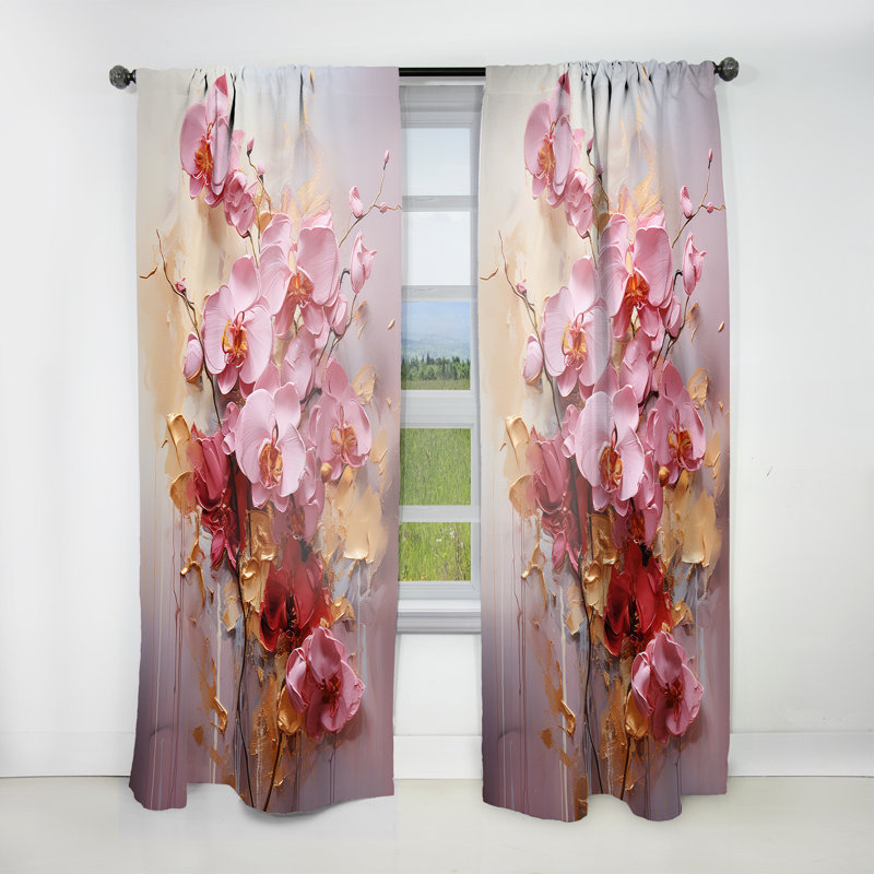 Orchid Elegance Dream I - Rideau orchidée - Rideau floral obscurcissant - 1 panneau, L 52 po x L 95 po