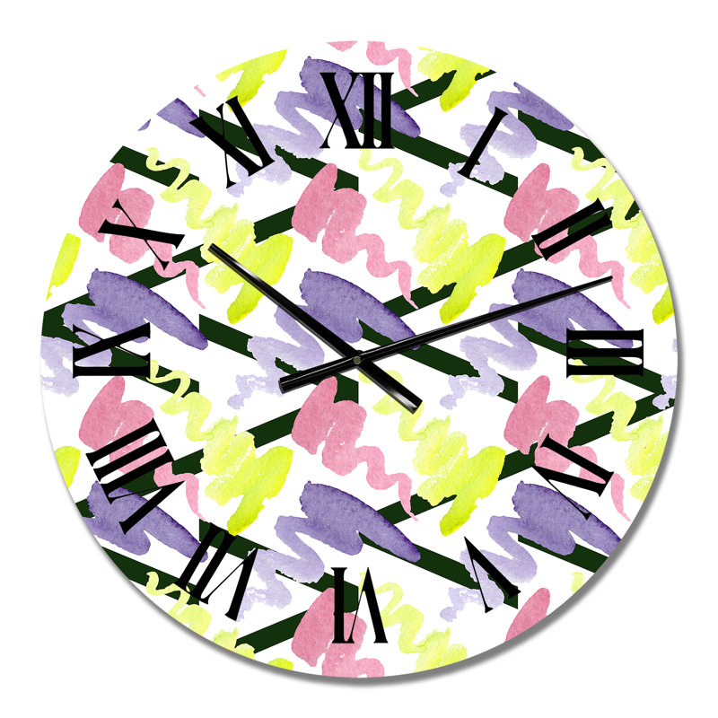 Horloge murale à motif zigzag jaune, Petit