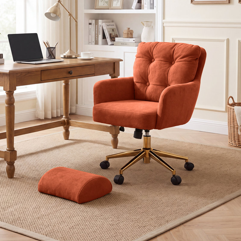 Fauteuil de bureau rembourré avec repose-pieds, Orange