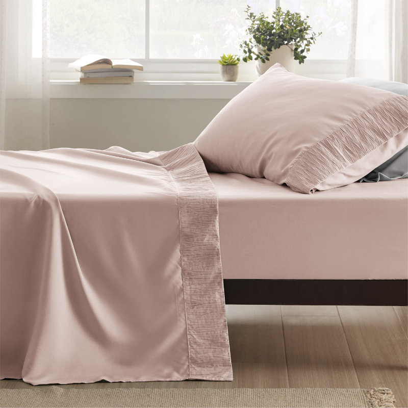 Bedsure Polyester Microfiber Sheet Set Hotel Luxury Sheets, Easy Care Cooling Bed Sheet Set 84GSM(65" x 99")GentleSoft™️