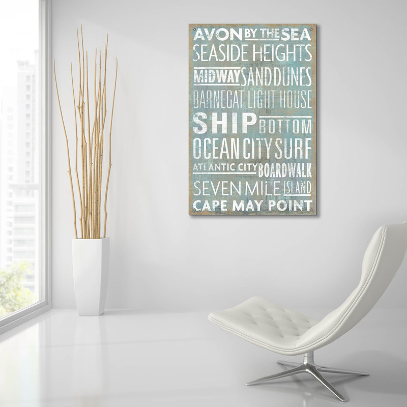 «Jersey Shore Sites» par Art Licensing Studio, art mural en verre acrylique, H 36 po x l 24 po x P 0,2 po