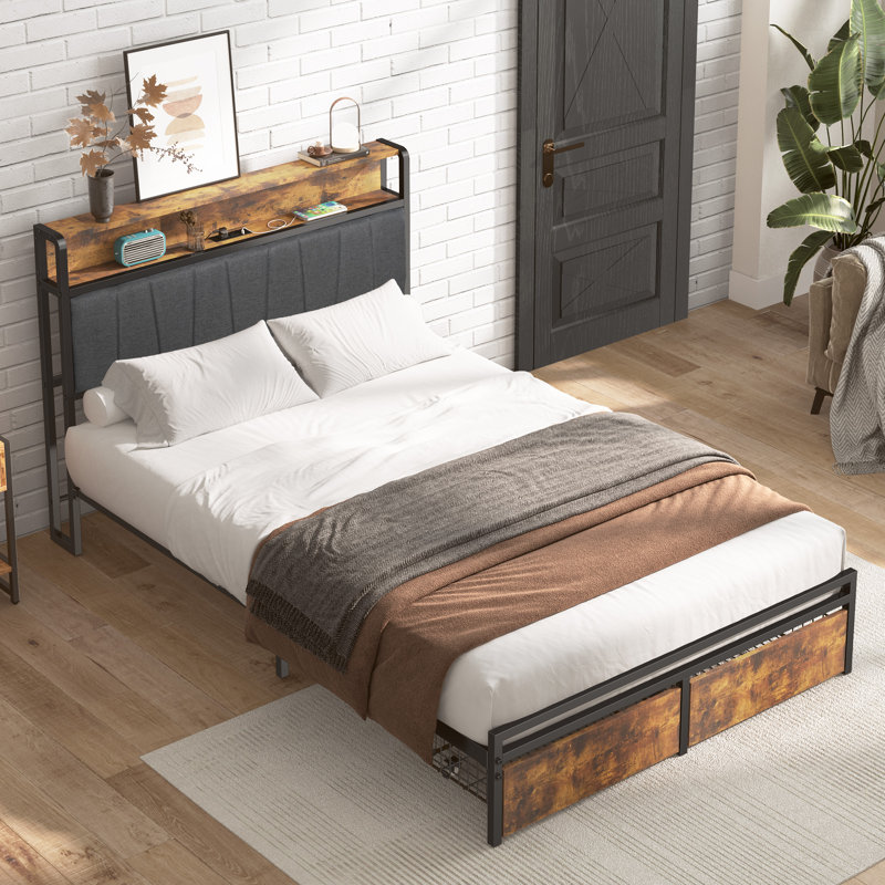 Cozzens Upholstered Bookcase Storage Bed, Twin
