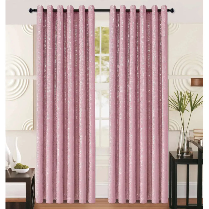 Blackout Curtain Panel Pair, Pink, 165 cm Width x 183 cm Drop