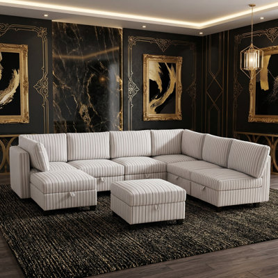 Canapé modulaire surdimensionné avec rangement caché, canapé convertible en U / L réversible avec housses amovibles