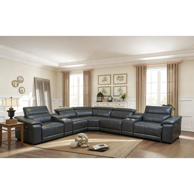 Canapé modulaire inclinable électrique avec haut-parleurs Bluetooth, ensemble de mobilier de salon en L avec chargement sans fil, lumières DEL, console de rangement et porte-gobelets, mobilier de salon