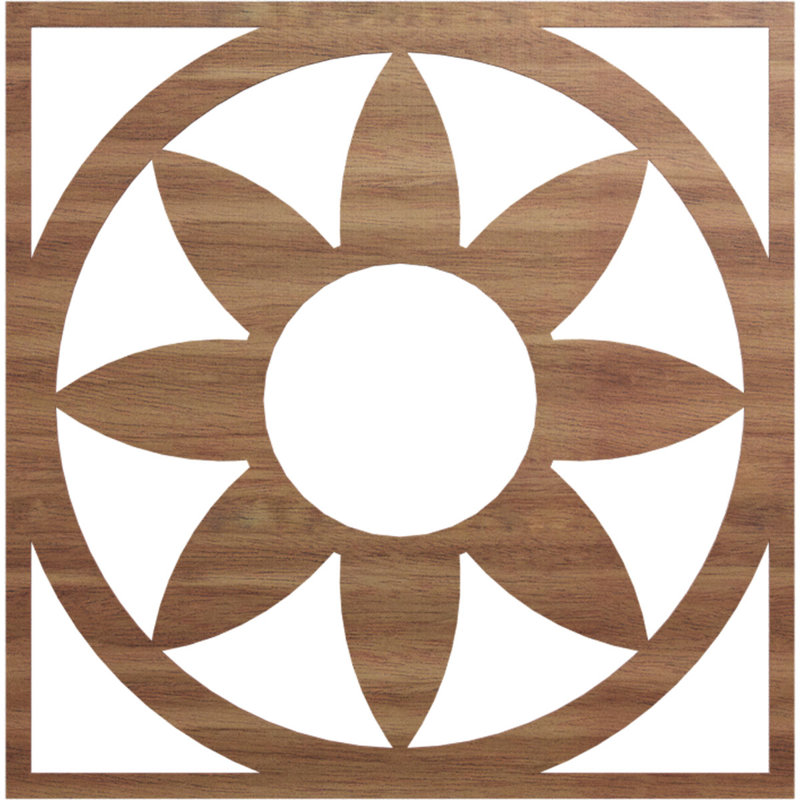 Médaillon de plafond en bois Blume, Noyer, H 38 po x l 38 po x P 0,25 po