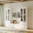 122'' W X 97'' H 5-Drawer Bookcase With Bench And Glass Doors