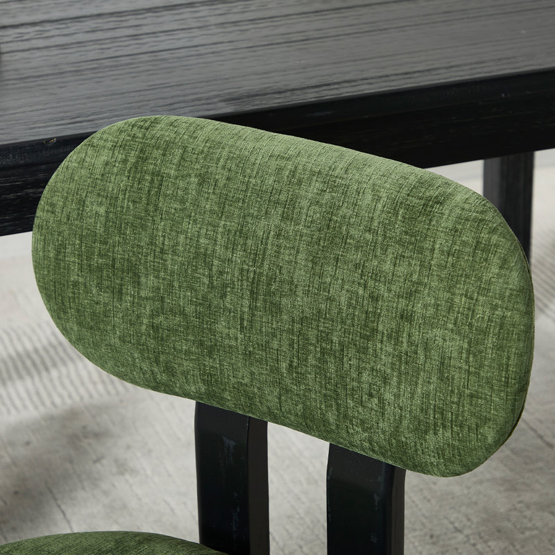 Modern Solid Wood Upholstered Dining Chair With Backrest,Beautiful Side Chair For Dining Room, Office And Parlor, Green