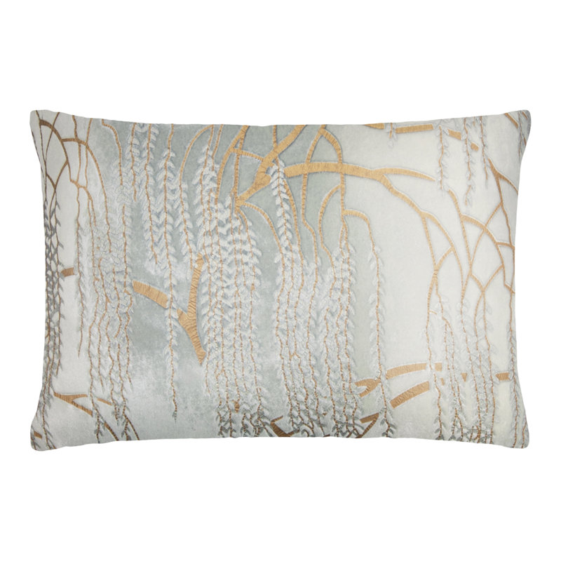 Willow Metallic Rectangular Velvet Pillow Cover & Insert, Silver, Rectangle 12"H x 24"W