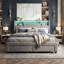 European Double & King Upholstered Storage Bed with LED Headboard, Linen Bed Frame with Hidden Storage & Drawers, Grey Linen-1058450686