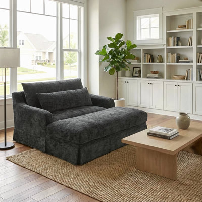 Chenille Sofa Bed, 59.5-Inch Sofa Cama, Sleeper Sofa, Loveseat Sofa, Casual Sofa With Textured Surface And Two Cushions, Suitable For Living Room