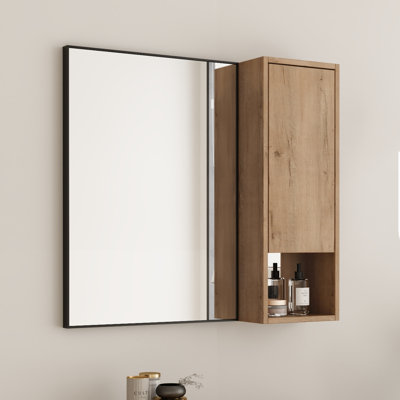 Armoire de rangement murale avec tablettes l 10 po x H 27,56 po (armoire de miroir seulement, sans cadre en aluminium noir)