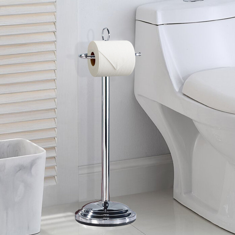 Porte-papier hygiénique sur pied, chrome