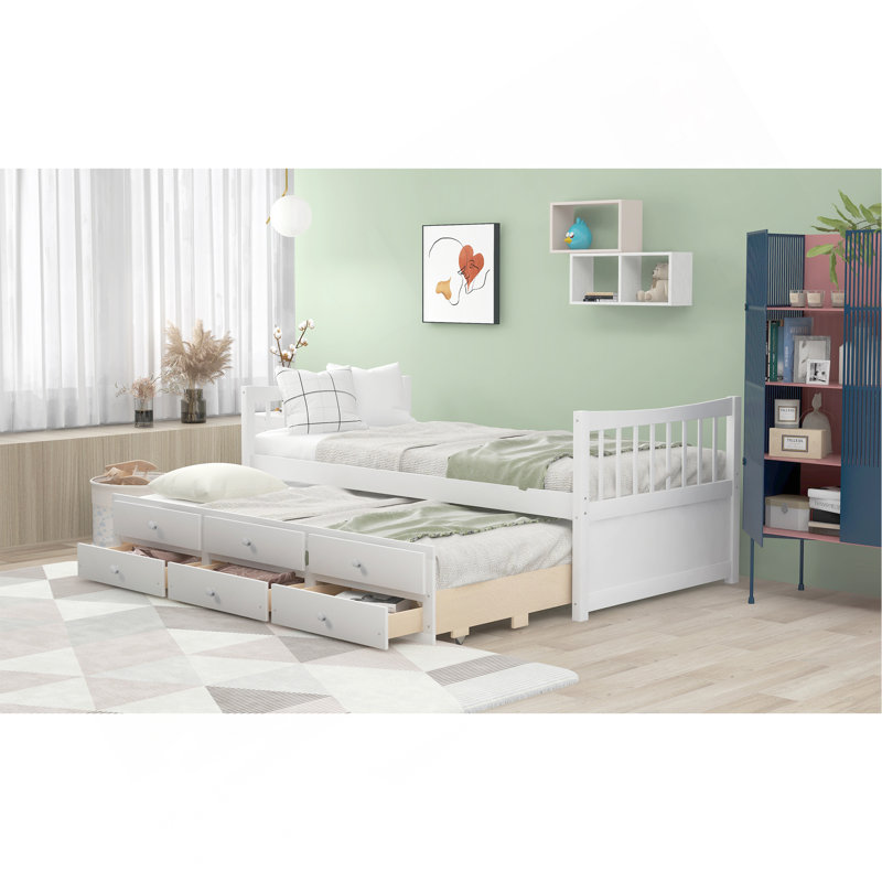 Daybed With Trundle And Drawers, Twin, White
