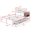 Lit plateforme double en métal avec tablettes de rangement à deux niveaux, armoire de rangement en bois, structure en métal durable avec surface de revêtement douce-2084645930
