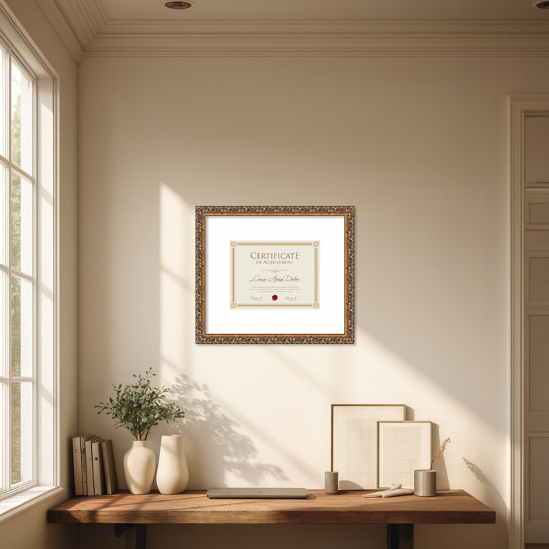 Antique Bronze Wood Picture Frame, Smooth bright white, 17x14.5 Matted to 11x9