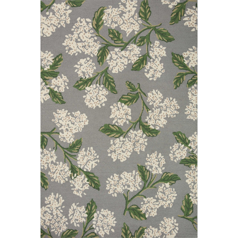 Handmade Gray Floral Wool Rectangular Area Rug 3'6" x 5'6"