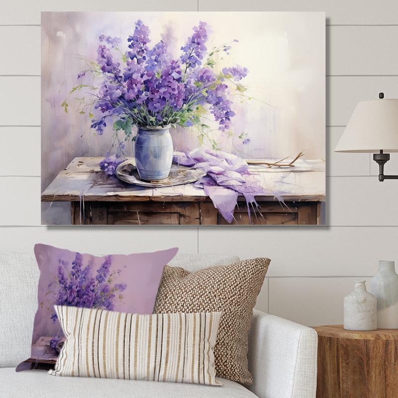 «Violets Farmhouse Still Life - Violets», art mural, Toile tendue, H 12 po x l 20 po x P 1 po