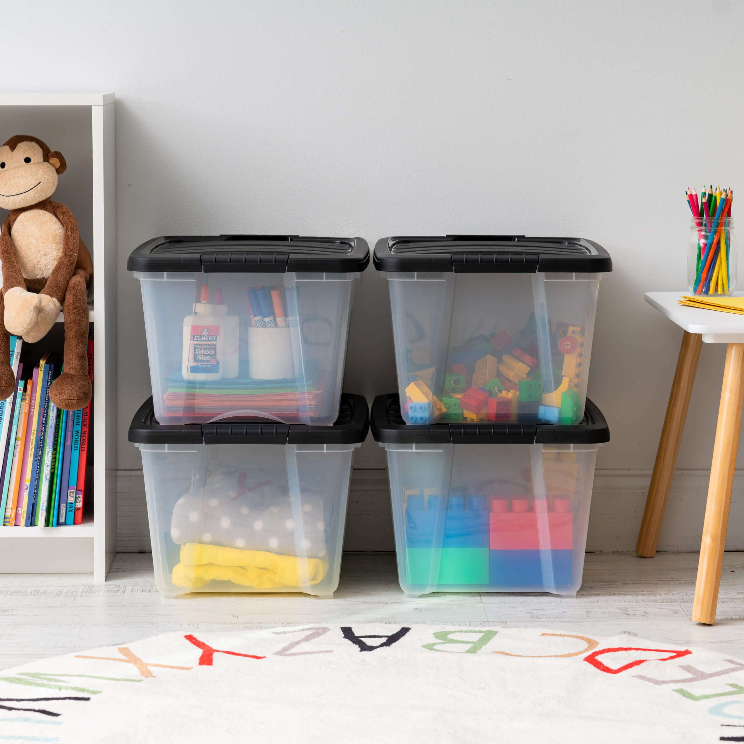 Rebrilliant 32 Quart Stackable Plastic Storage Bins with Lids and ...