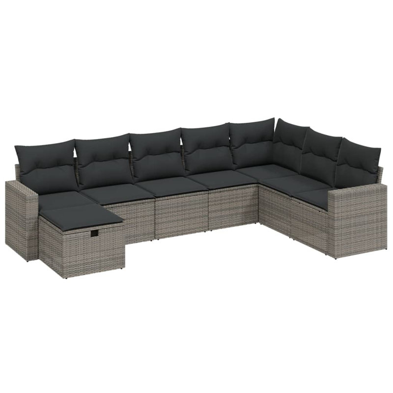Ensemble de canapé de jardin en rotin de polyester Vidaxl, acier thermolaqué grand