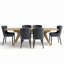 Ensemble de table de salle à manger extensible en placage de bois de 78 à 96 po avec 6 fauteuils à oreilles en chenille-1296197595