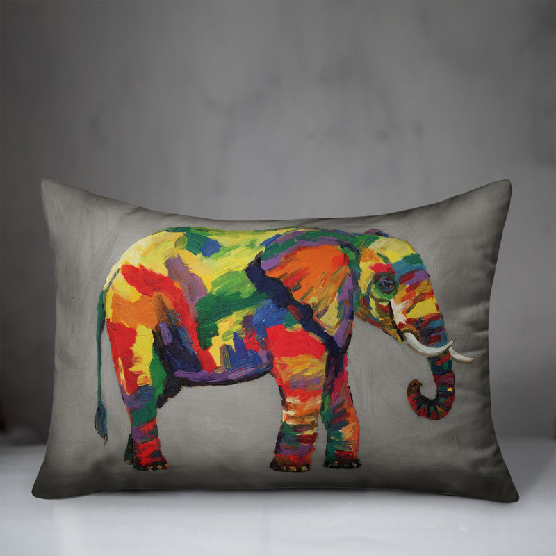Housse de coussin rectangulaire d’extérieur en éléphant Bright, Gris clair