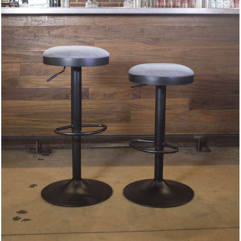 Izebella Swivel Upholstered Adjustable Height Counter Stool with Metal Frame, Gray