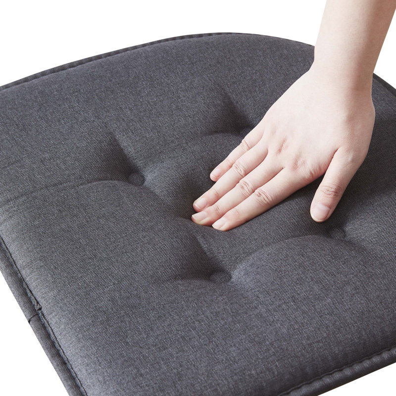 Coussin de siège en mousse à mémoire de forme U épais et confortable de qualité supérieure Coussin de siège capitonné antidérapant Housse de siège intérieure en caoutchouc antidérapant de 17 po x 16 po pour bureau, chaises de cuisine, gris anthracite, paquet de 4
