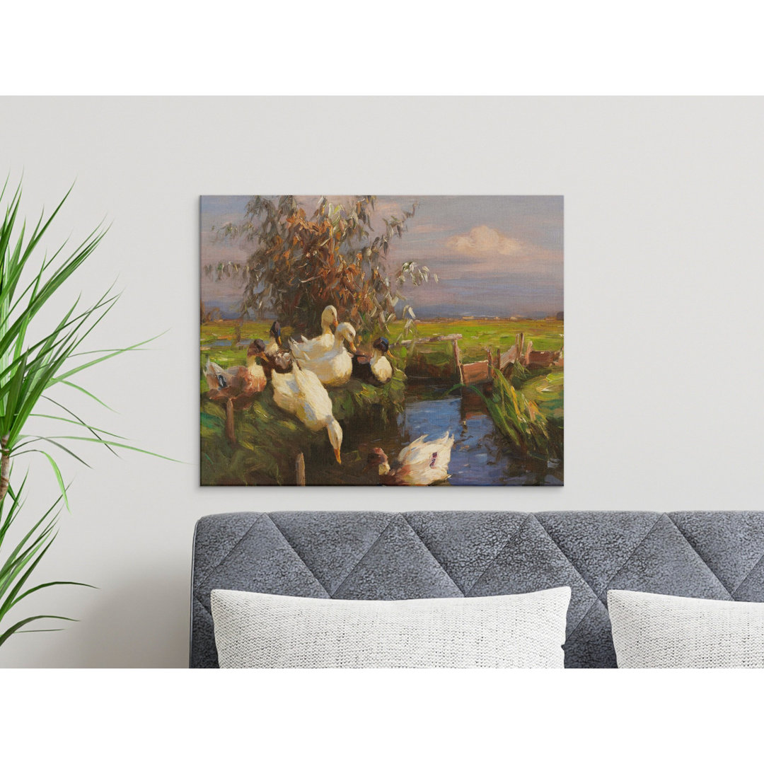 Duck Pond Canvas Wall Art, Gallery Wrapped Matte Print, Ready to Hang, Archival Quality, Farmhouse Canvas, Nature Scene Canvas