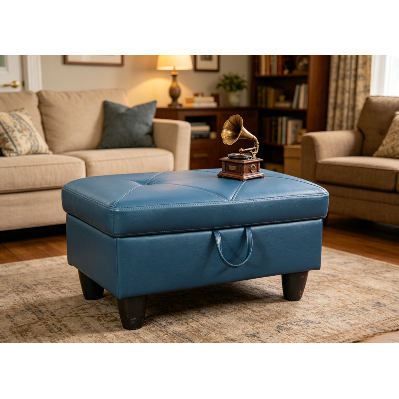 Repose-pieds rectangulaire avec repose-pieds, banc en similicuir avec couvercle à charnière hydraulique à fermeture en douceur, l 28,5 po x P 19 po x H 17,5 po