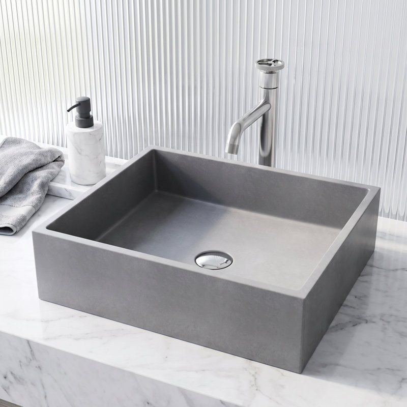 Coca Gothic 19" L x 15" W x 5" H Gray Handmade Rectangular Vessel Bathroom Sink