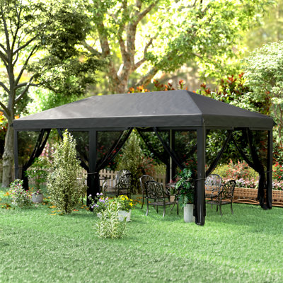 Outsunny 3 x 6m Pop Up Gazebo, Outdoor Canopy Shelter, 6 Mesh Walls