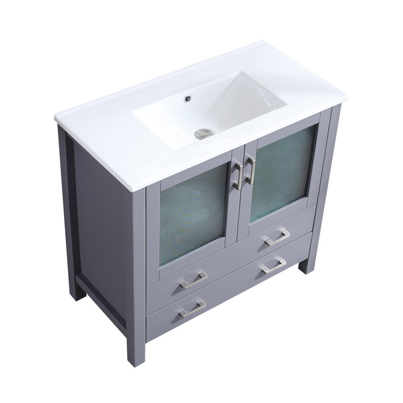 Volez 36" Dark Gray Single Vanity with Ceramic Top