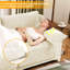 Trois places rembourrées en chenille beige, avec un design ergonomique, un coussin lombaire, une base en bois et des sièges confortables pour plusieurs pièces avec support, éponge élégante et haute résilience, modulaire