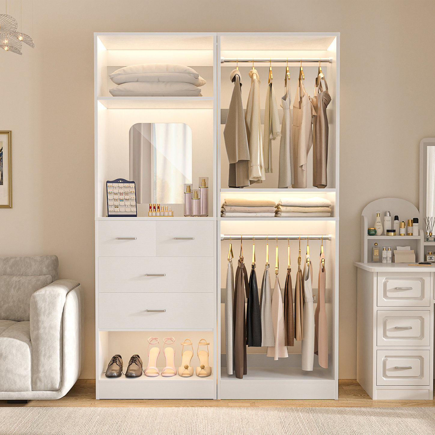 Latitude Run® Danniele Freestanding Closet System With Drawers And ...