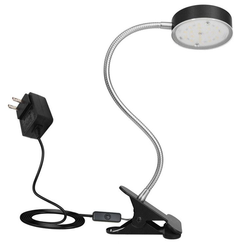 Black Plug-in LED Clip-On Desk Lamp with 5ft Cord, 360° Adjustable Gooseneck, 4000K Cool White, ETL Certified