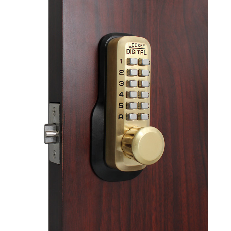 Keyless Entry Round Knob, Satin Brass