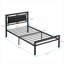 Lit plateforme simple en métal noir de jais avec structure de support robuste, aucun sommier requis