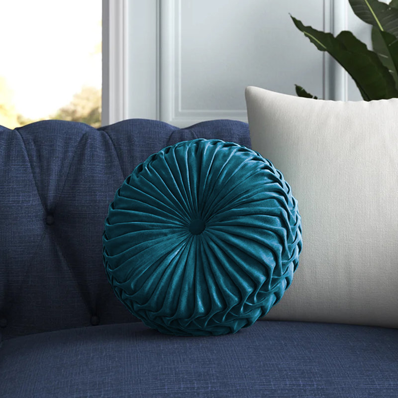 Lanajah Round Pillow Cover & Insert, Navy Blue