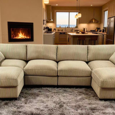 Corduroy Reversible Modular Sectional